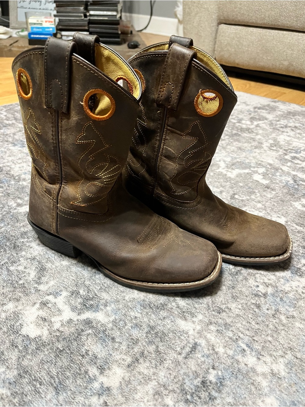 Masters Brown Kids Western Pull-On Boots with Gold Eyelets